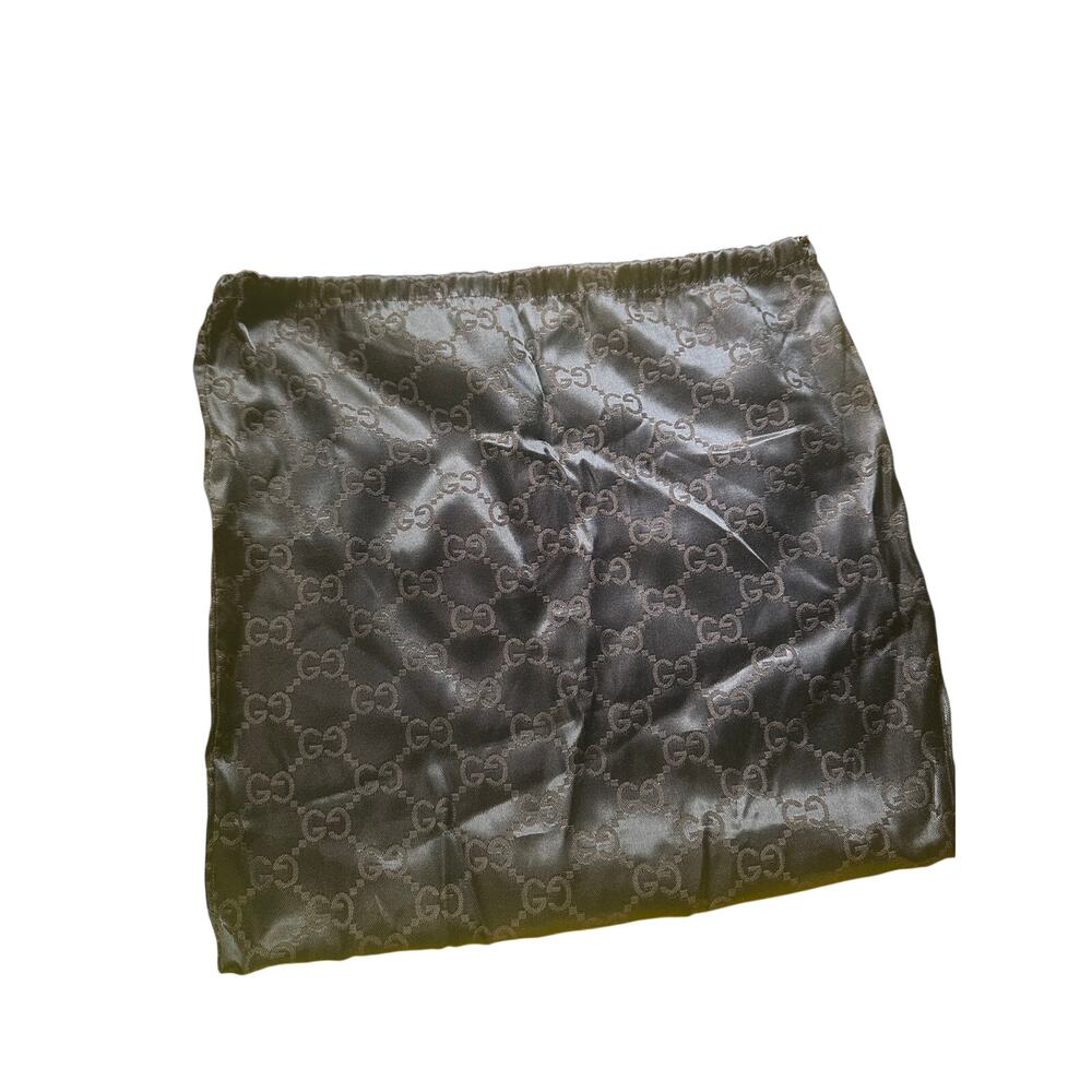 Authentic Vintage Gucci Brown Satin GG Monogram Drawstring Dust Bag 13"x13"